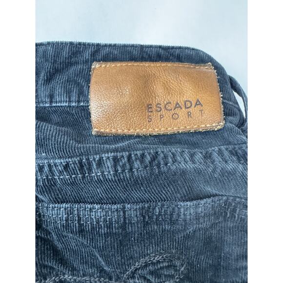 Escada Sport Leyla Corduroy Bootcut Pants Black Grunge Cropped Size 34 26" Waist - Picture 12 of 12